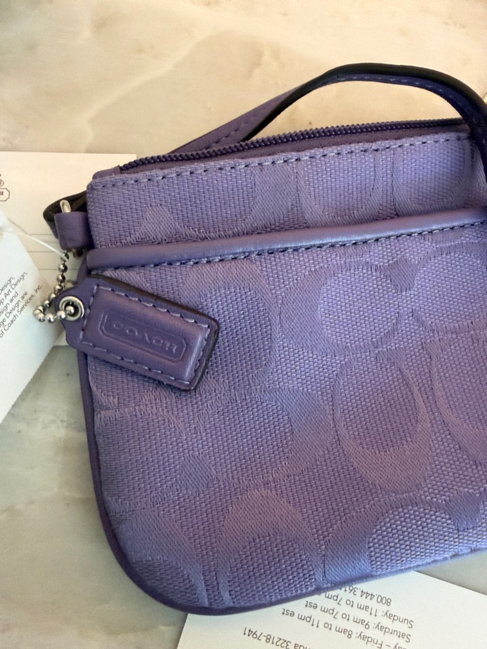 Coach Purple Signature Small Wristlet - Picture 5 of 6